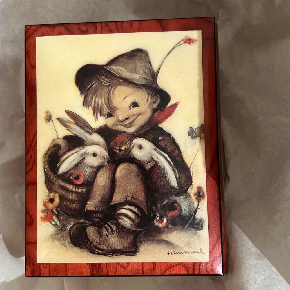 Vintage Hummel Music/Jewelry Box - Boy With Rabbits 10.5” X 8.5” X 3”